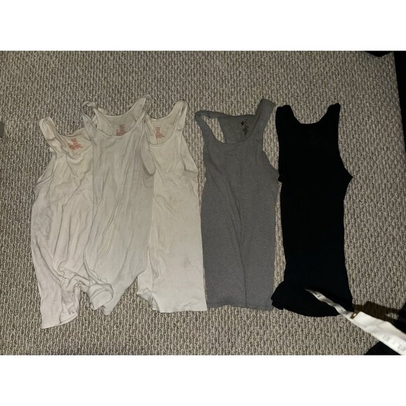 Hanes Men’s Tank Top Lot 5-Pack Small White Gray Black Ribbed Cotton A-Shirts - Picture 1 of 3